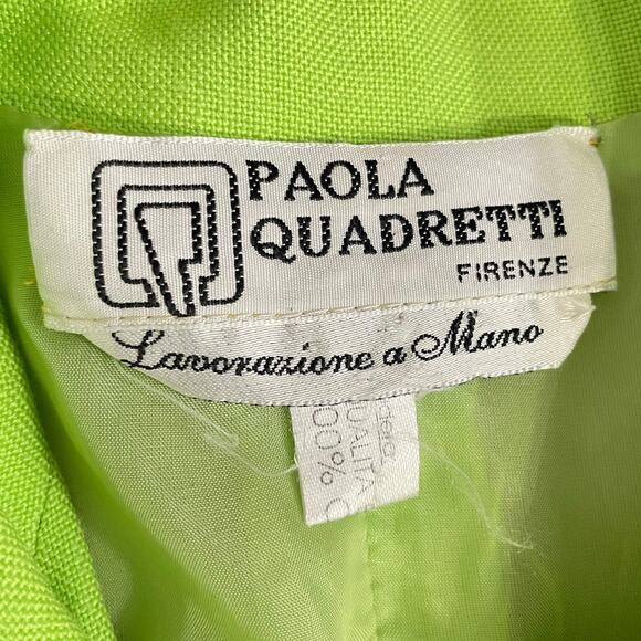Vintage 90s Paola Quadretti Blazer & Trousers Suit Set Citron Neon Green Retro - Picture 16 of 16